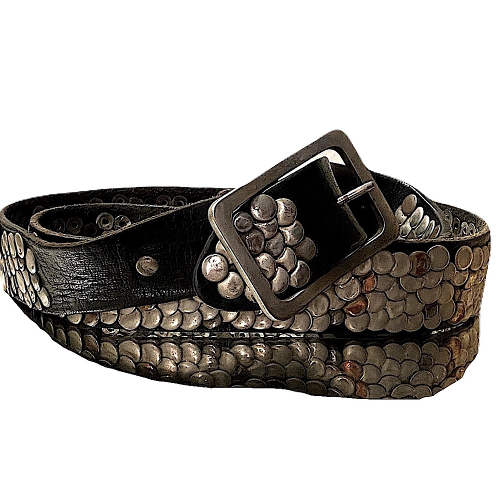 Metallic handmade leather belt - Picture 1 of 8